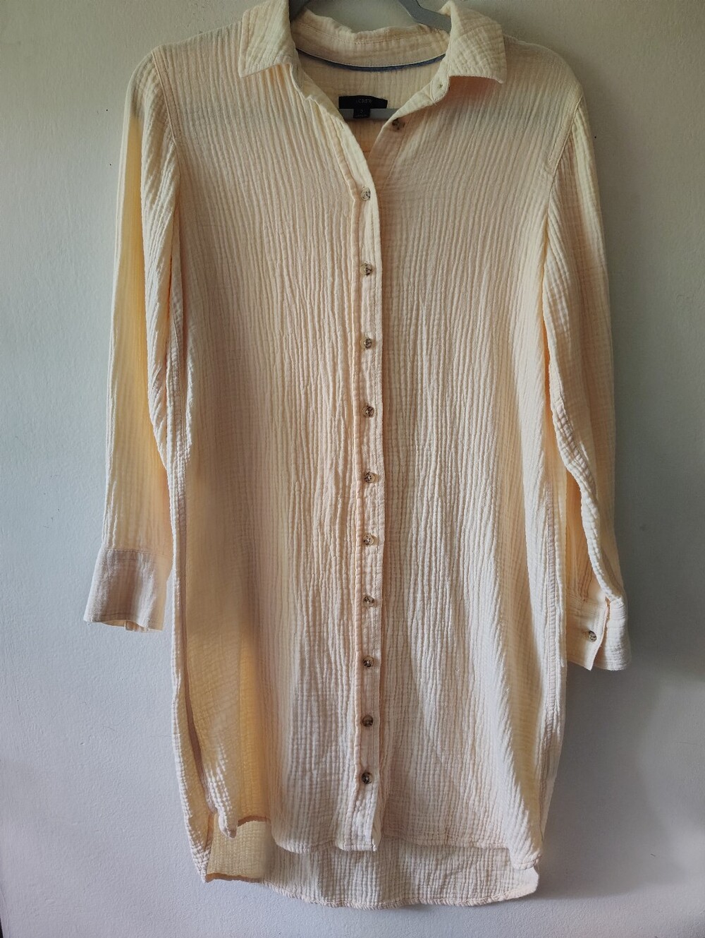 J. Crew Yellow Shirt Dress 2 Midi Tunic Cotton Casual Lagenlook Relaxed Flowy